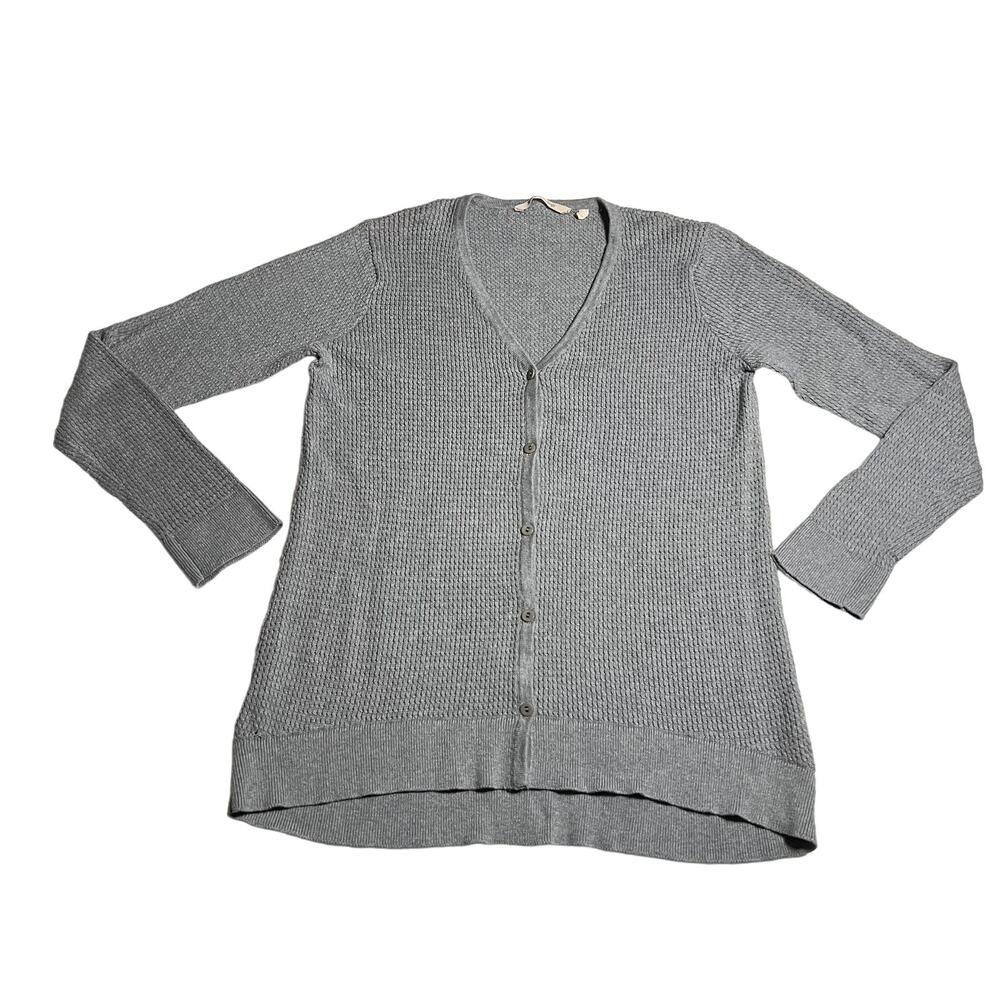 Soft Surroundings Cotton Wool Blend V-Neck Button Up Tunic Cardigan Size Med